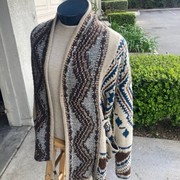 Ralph Lauren Denim&Supply Cardigan sweater, side pockets, rope belt, Small - Picture 1 of 9